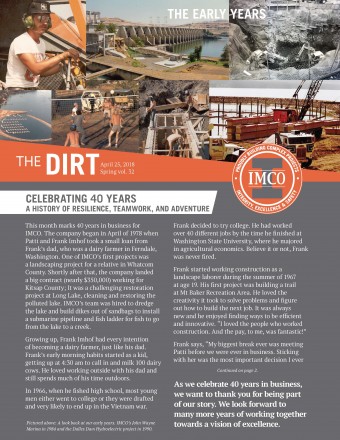 THE DIRT NEWSLETTER HIGHLIGHTS, VOLUME 32 - Cover of IMCO Newsletter