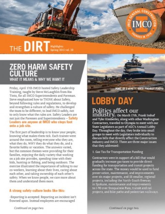 IMCO Volume 20 The DIRT Highlights Corporate Newsletter IMCO Volume 20 The DIRT Highlights Corporate Newsletter