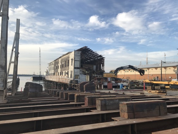 IMCO crew performing demolition at the Fairhaven Shipyard