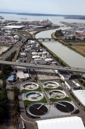 City of Tacoma Central Wastewater Treatment Plant floodwall IMCO hydrostatic lift gates City of Tacoma Central Wastewater Treatment Plant floodwall IMCO Construction hydrostatic lift gates