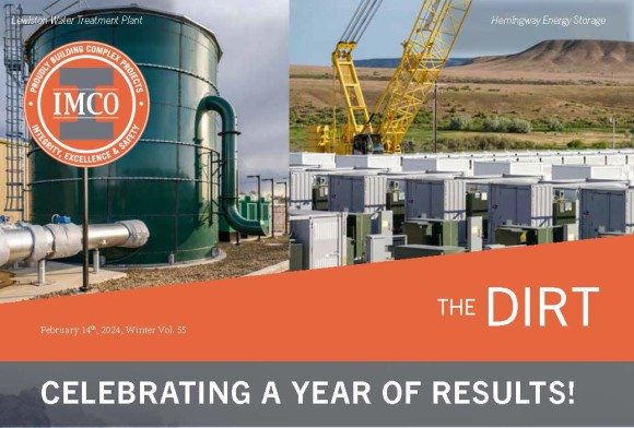 Lewiston Water Treatment Plant - IMCO Construction Green tanks and large batteries placed on construction site