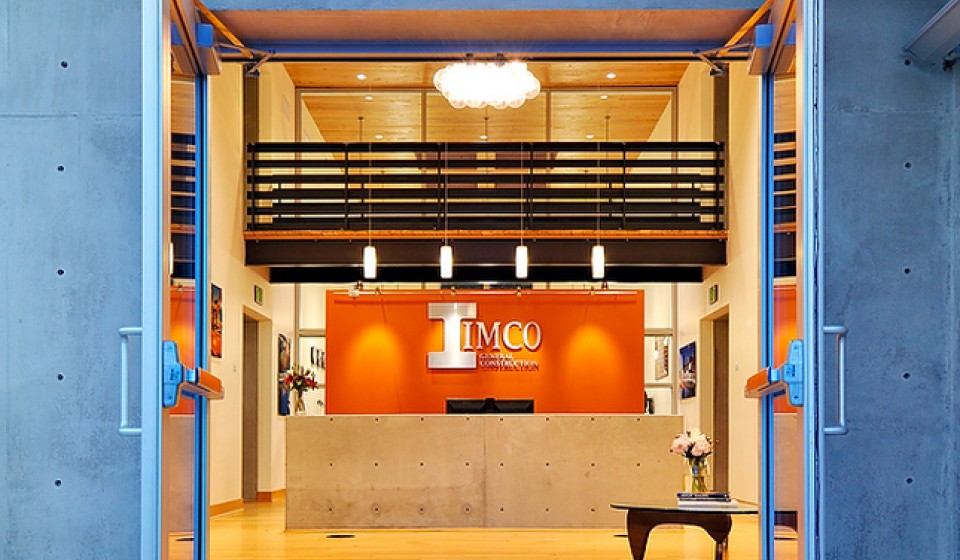 IMCO office lobby with front doors open