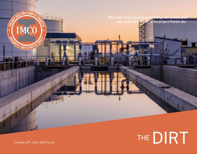 concrete plant with pipes and waterway running down the center